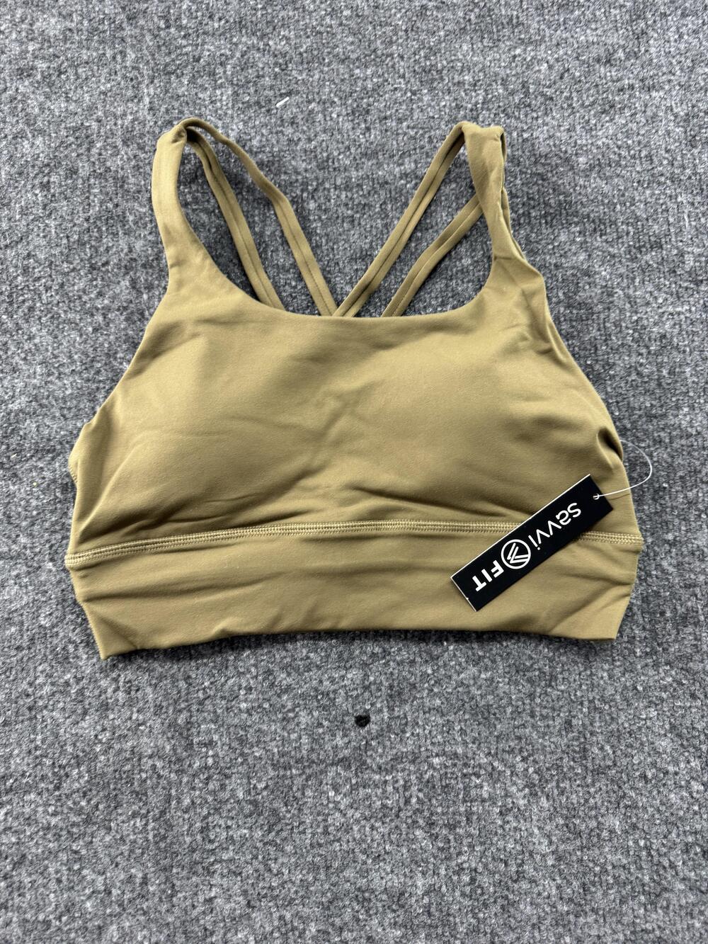 Savvi Sports Bra Womens Small Green Crossback Strappy Yoga Gym NWT Athletic
